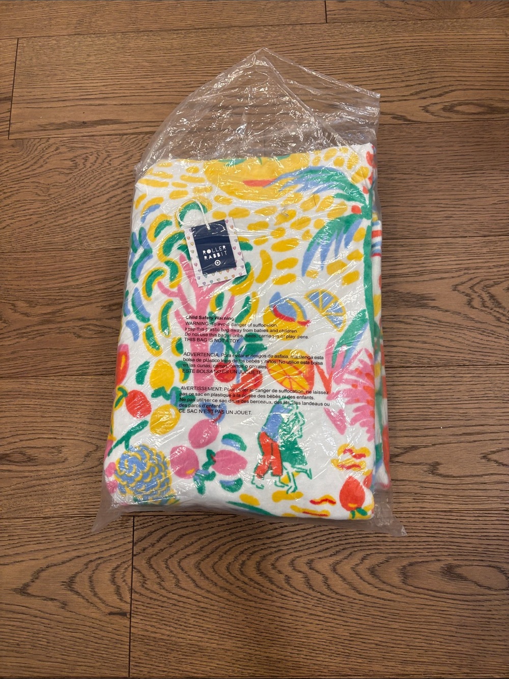 Roller Rabbit White Multicolor Tropical Fruit & Palm Blanket NWT